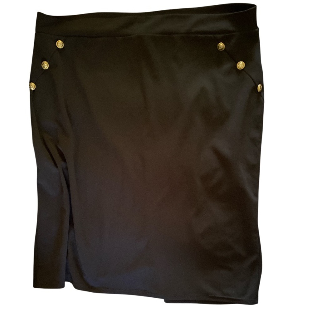 VAMP • Black •Pencil Skirt • Gold Anchor Buttons